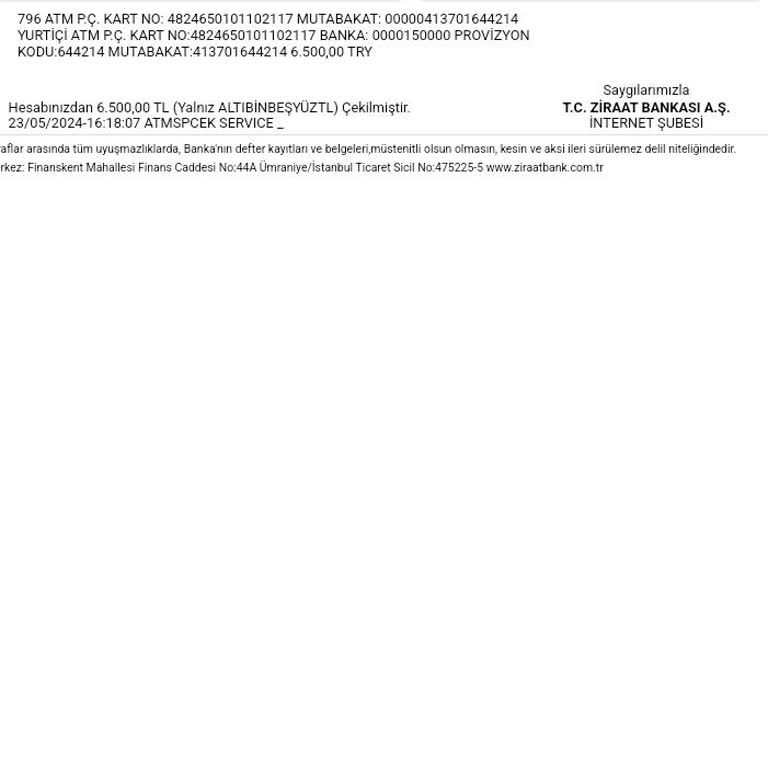 VakıfBank Ortak ATM Kartımı Yuttu Paramı Vermedi İade Edilmedi.