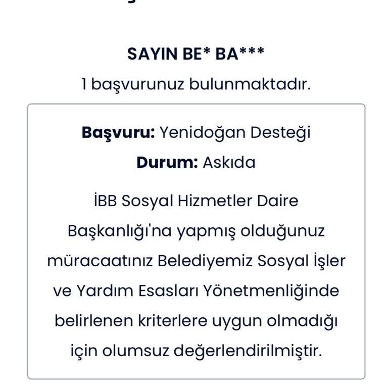 İBB - İstanbul Büyükşehir Belediyesi Yenidoğan Paketi Red
