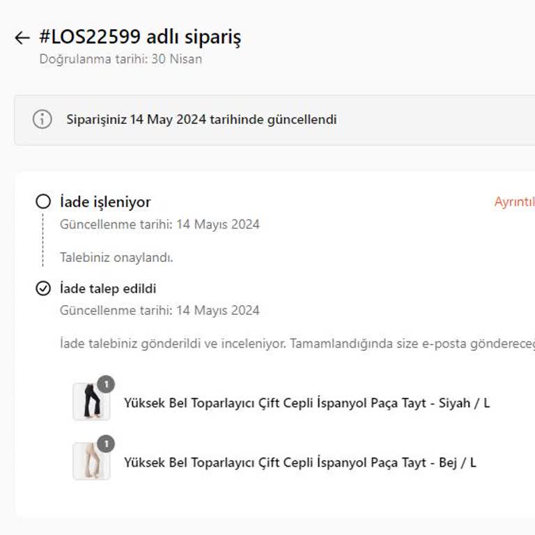 Los Ojos'tan Aldığım Taytların İadesi Hala Yapılmadı!