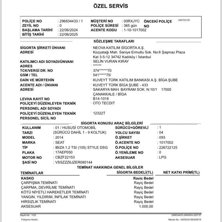 Neova Sigorta Poliçe Otomatik Yenilenmesi