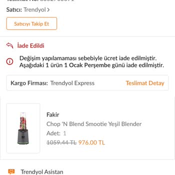 Trendyol İade Edememe Sorunu
