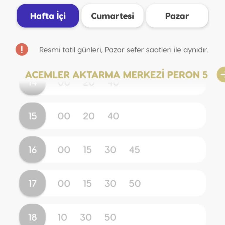 BURULAŞ B/17A Erken Sefer Saati