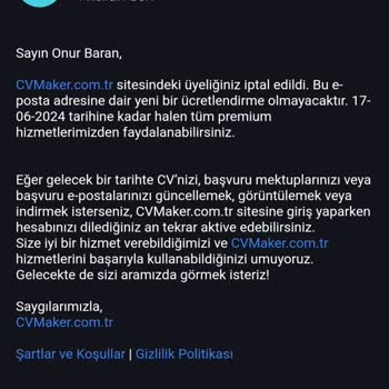 CV Maker Usulsüz Para Çekme Girişimi