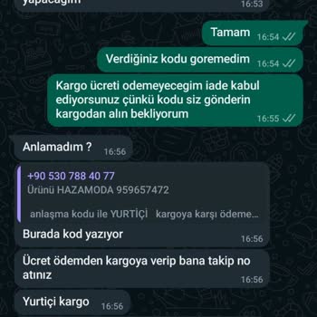 Haza Moda İade Ücretimi Eksik Yatırdı