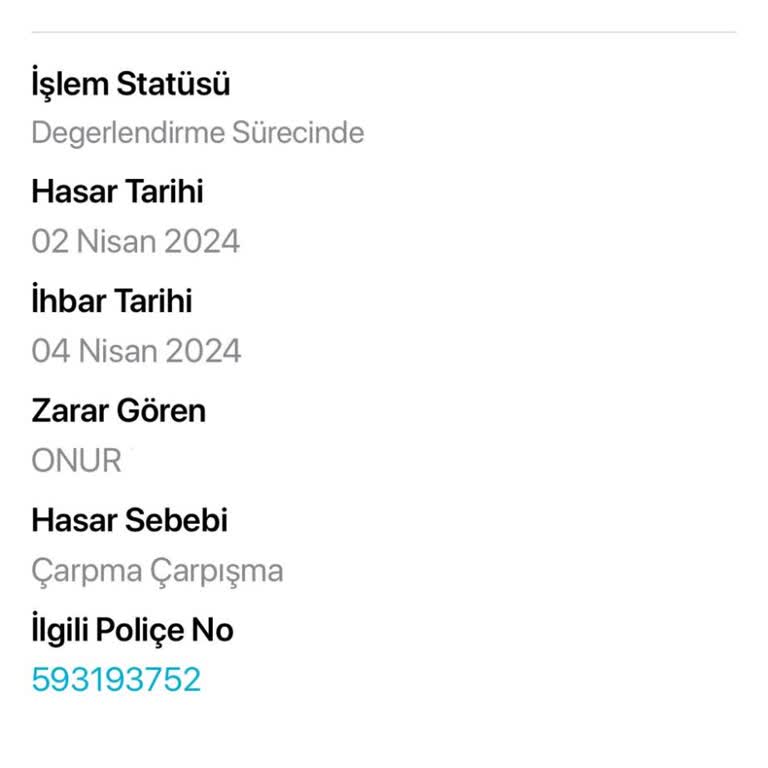 Türkiye Sigorta Ağır Hasarlı Aracın 2 Ay Oyalanması