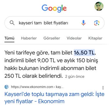 Kayseri Büyükşehir Belediyesi Bilet Fiyatları Şikayetçiyim