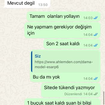 Ahlem Eşarp Butik Değişimde Sorun Çıkarıyorlar.