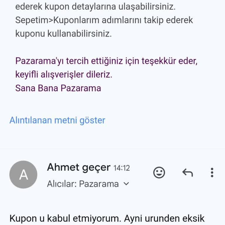 Pazarama Eksik Ürün Yollandı. Müşteri Temsilcisi Azarlar Gibi Konuşuyor.