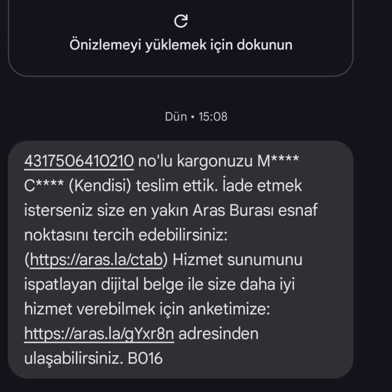 Aras Kargo Kargom Teslim Edildi Olarak Görünüyor Lakin Bana Gelen