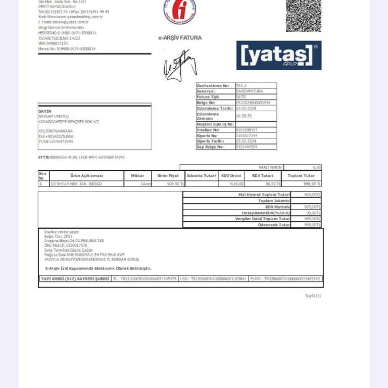 Yataş Nevresim Takımı Şikayet