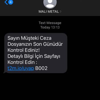 Malı Metal (SMS) UYAP Başlıklı Bildirim