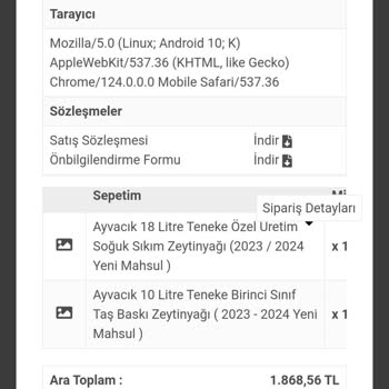 Ayvacık Zeytinyağları. Com Sitesi Ödemesi Yapılan Ürünleri Göndermedi
