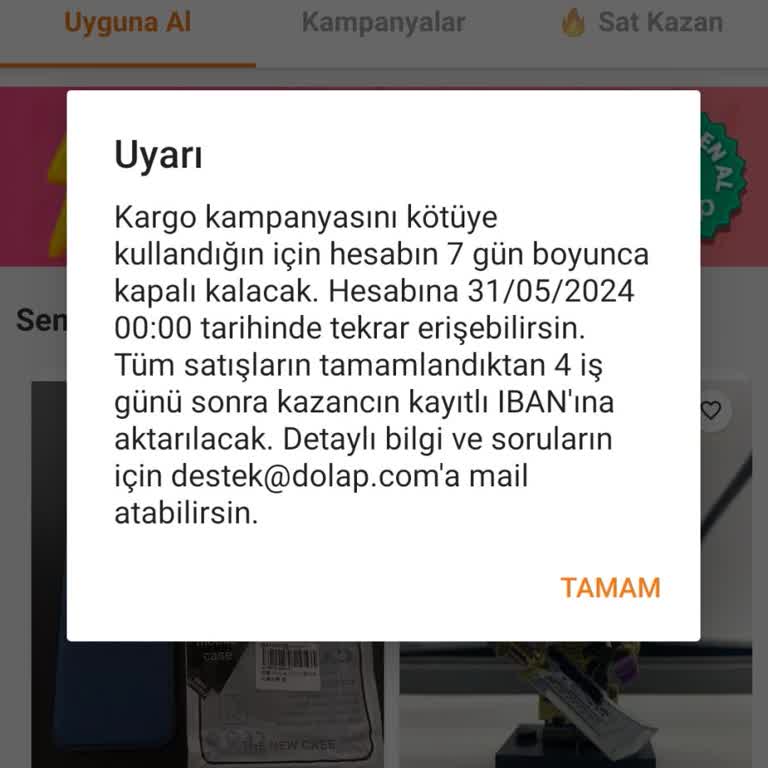 Dolap Kargo Kampanyasını Kötüye Kullanma