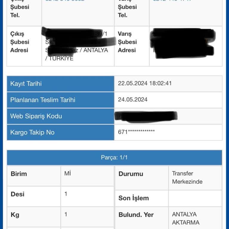 Sürat Kargo İki Gündür Siparişimi Antalya Aktarmada Bekletiyor!
