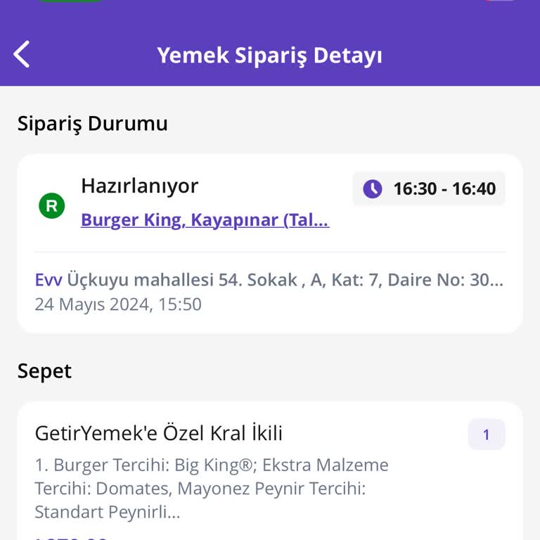 Burger King 1 Siparişi 1 Saate Hazırlıyor