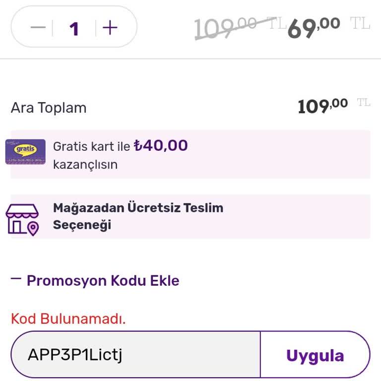 Gratis Geçersiz Promosyon Kodu