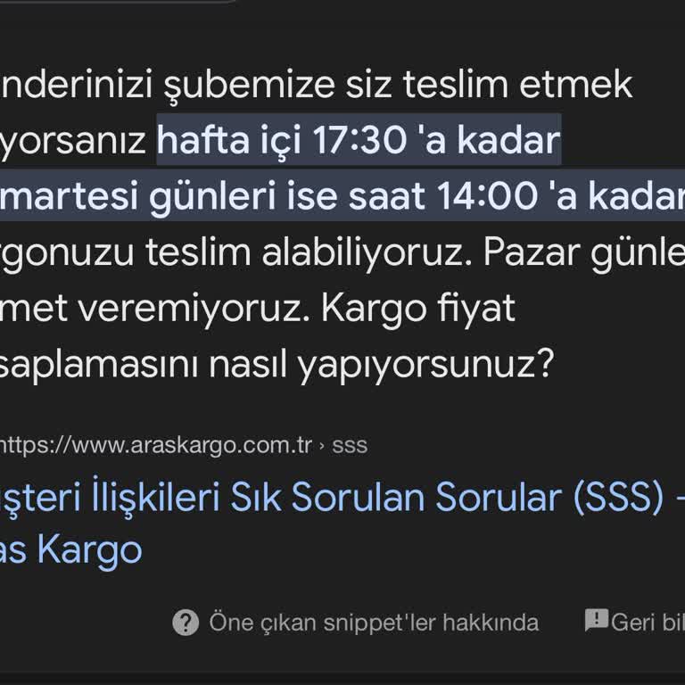Aras Kargo Şubeye Kargo Teslimi