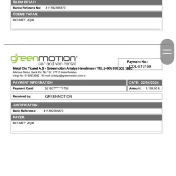 Green Motion Araç Kiralama Şirketi Habersiz Tahsilat Yapmaya Çalıştı