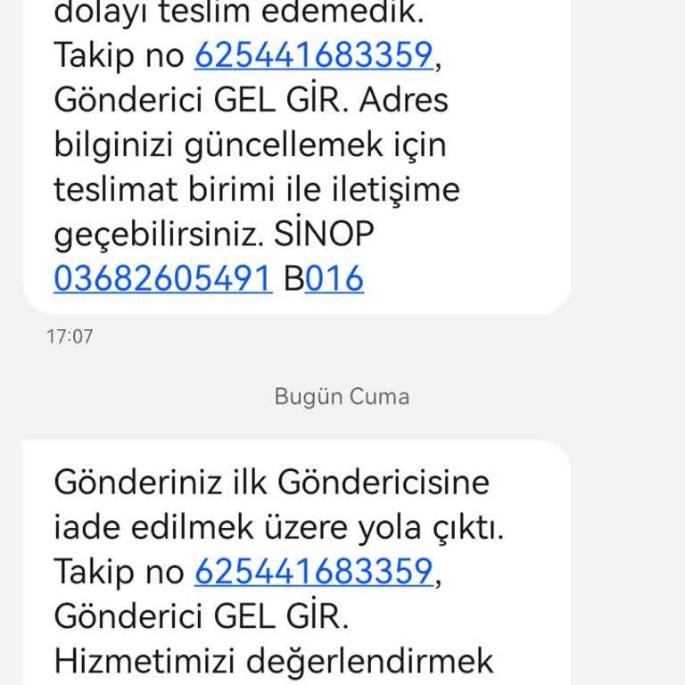 Sinop Zeytinlik MNG Kargo Şikayet