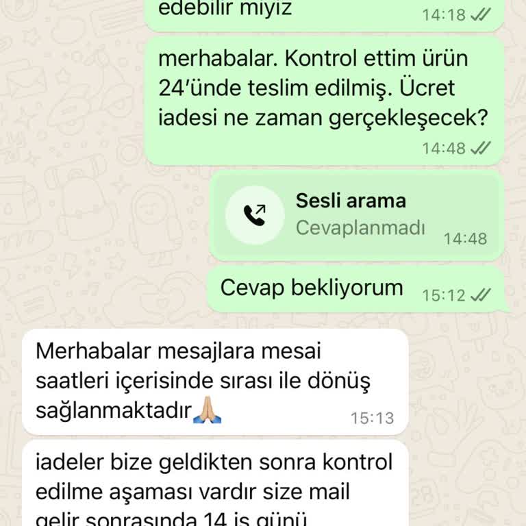 Vesna Design Ücret İadesi Yapmıyor