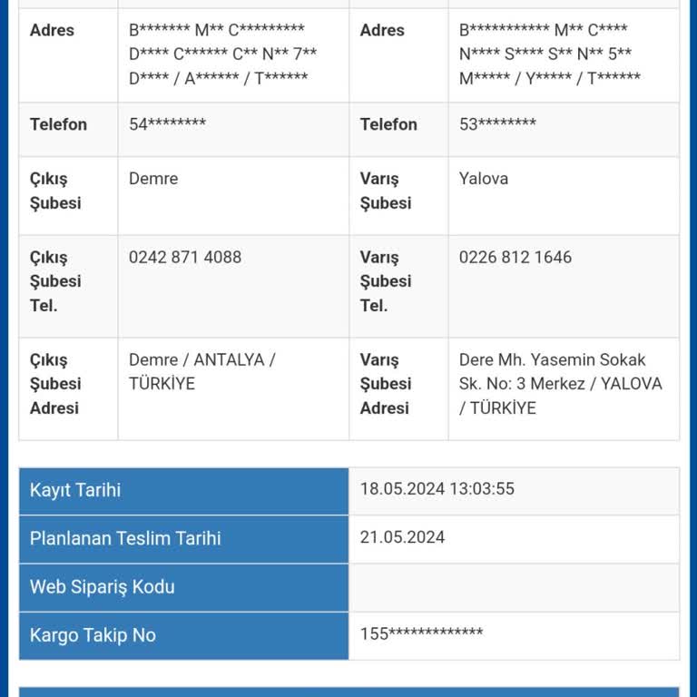 Sürat Kargo Tarafından Ulaştırılmayan Kargo