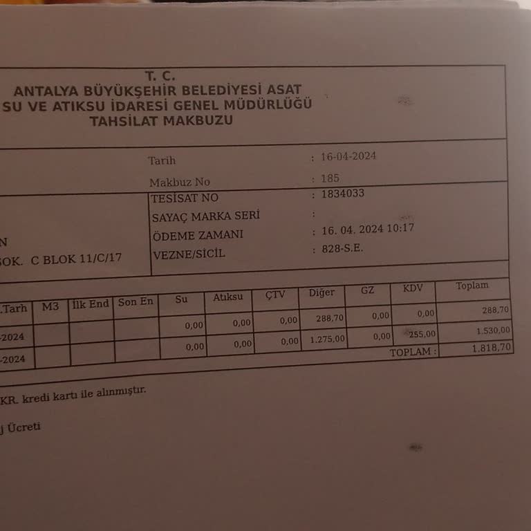 Antalya Asat Su Depozito İadem Eksik Hesaplama