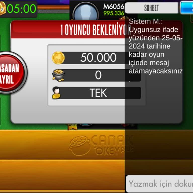 Zynga Çanak Okey Mesaj Engeli Hatası