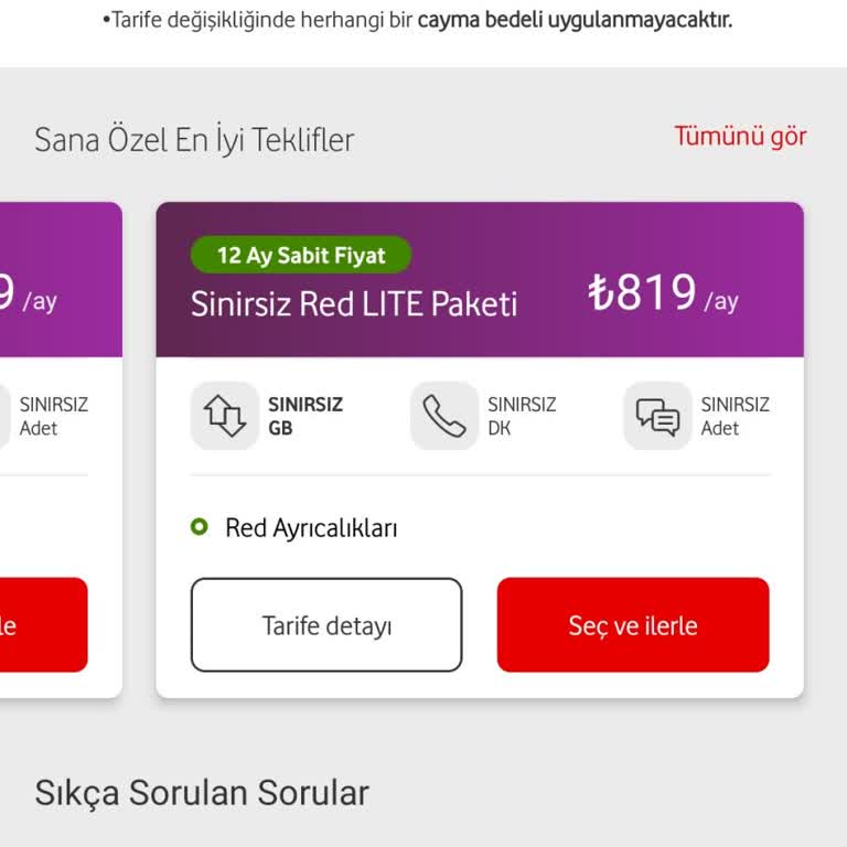 Vodafone Yüksek Fiyat Tarife Değişikliği