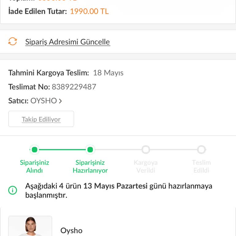 Trendyol Oysho Markasında Adres Hatası Ve İptal Sorunu