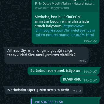 Allmiss Giyim İade Kabul Etmiyorlar