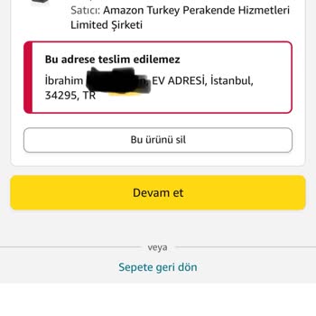 Amazon Adres Hatası