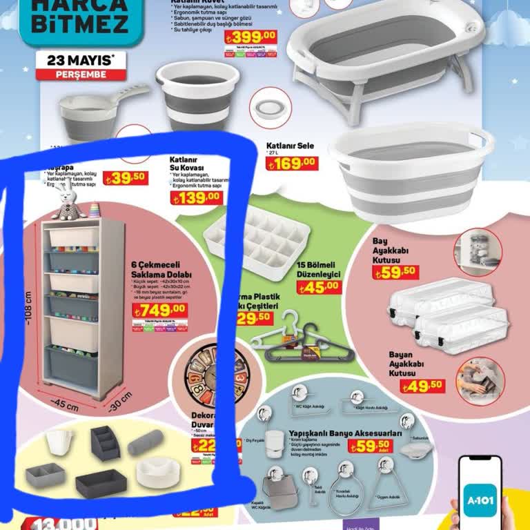 A101 6 Çekmeceli Saklama Dolabı