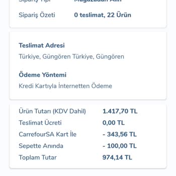 Carrefour Online Kendi Kendine Alışverişimi İptali