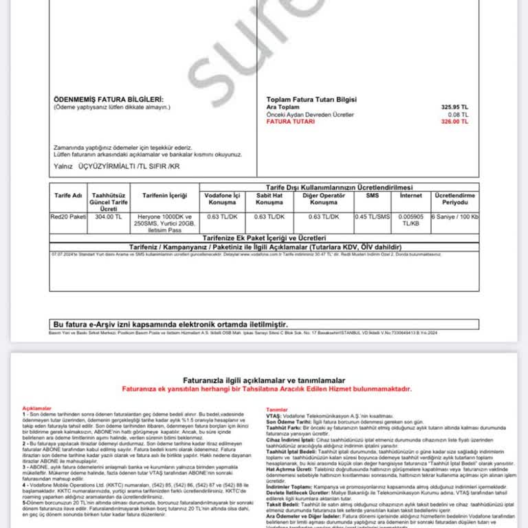 Vodafone Ek Paket Sorunu
