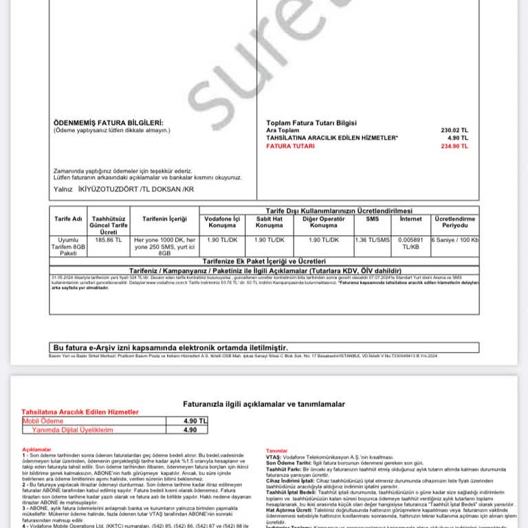 Vodafone Ek Paket Sorunu