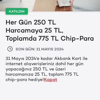 Akbank Kampanyaya Uygun Harcama Yaptığım Halde Chip Para Vermedi