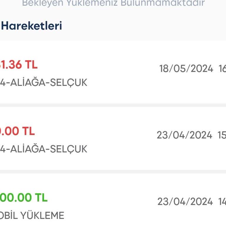 İzmirim Kart Buca Karşıyaka'ya 31 Lira Çekmiş