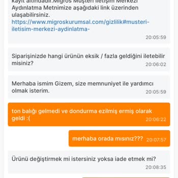 Migros Sanal Market Eksik Gelen Sipariş Ve İlgisiz Müşteri Hizmetleri