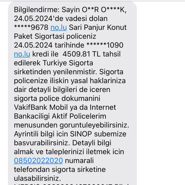 VakıfBank Sarı Panjur Konut Kredisi Haksız Kesilen Sigorta Poliçesi