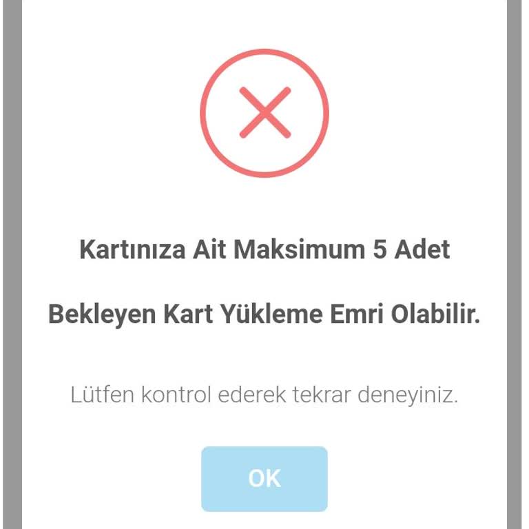 EGO Genel Müdürlüğü EGO Kart "Kartınızda 5 Adet Bekleyen Emir Var" Hatası.