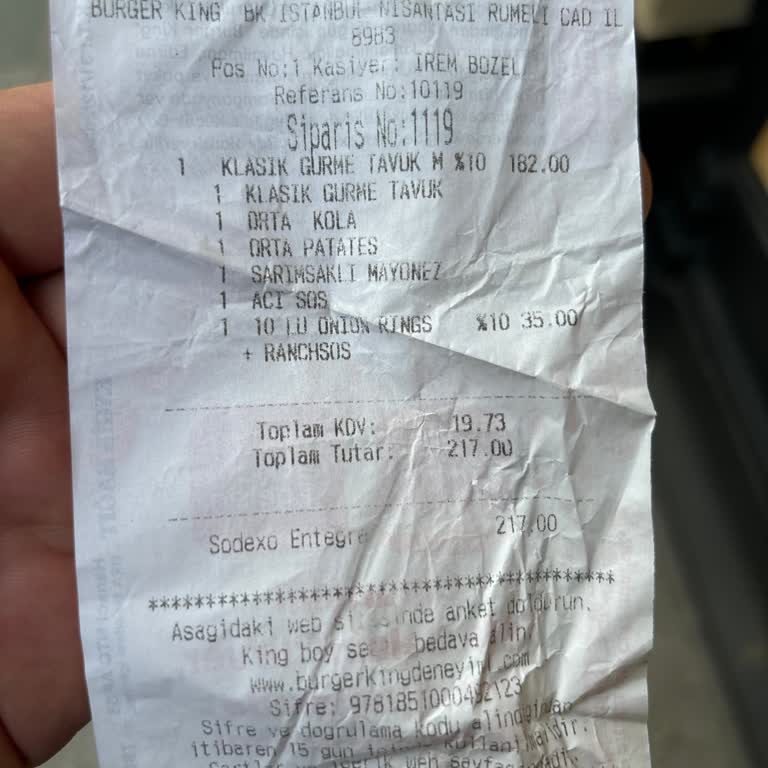 Burger King Hijyenik Olmayan Ürün Servisi