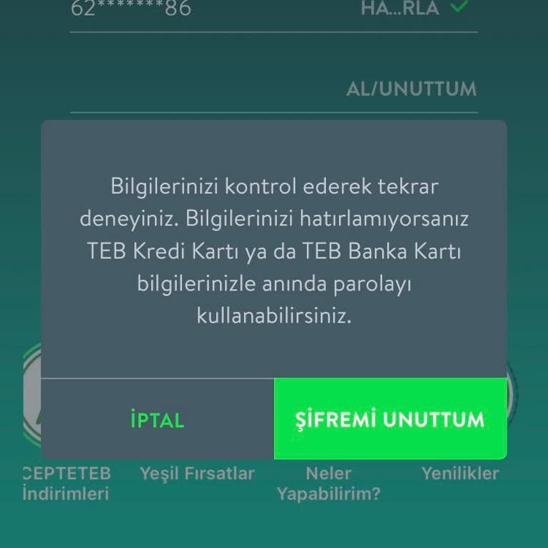 TEB Mobil Bankacılık Bloke
