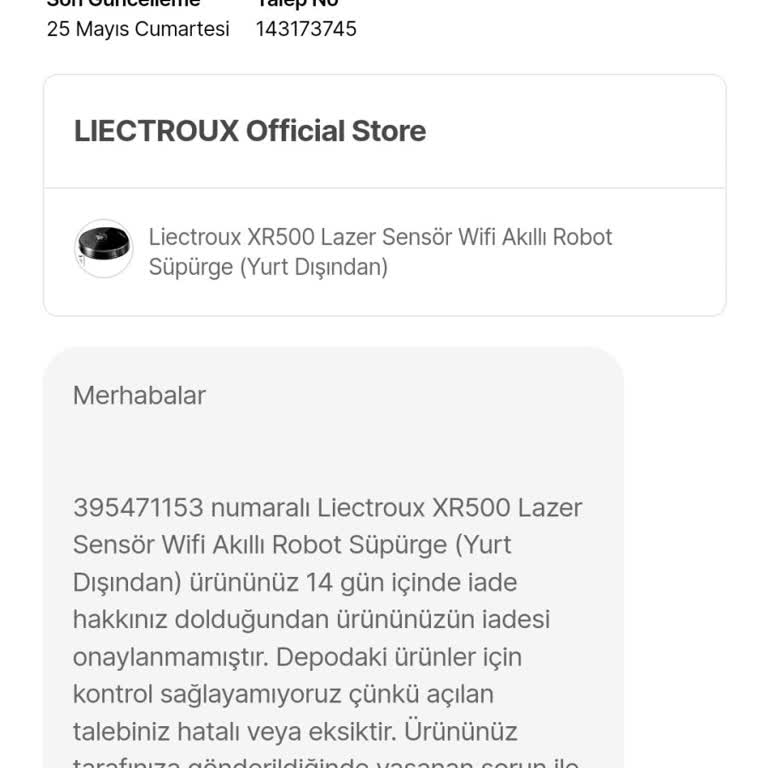 Hepsiburada Robot Süpürge Arızam
