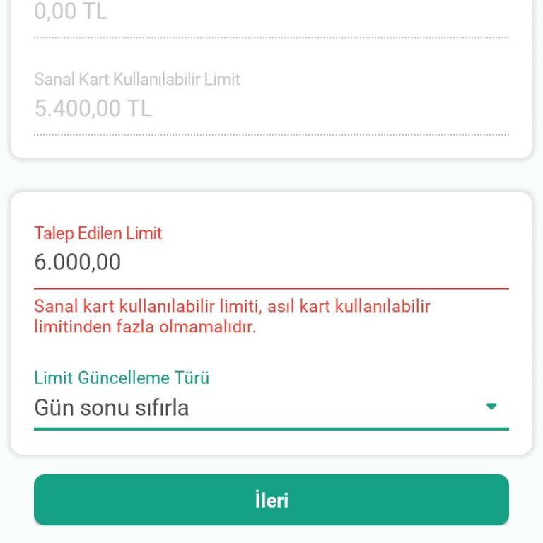 Kuveyt Türk Sanal Kart Limit Güncelleme Sorunu