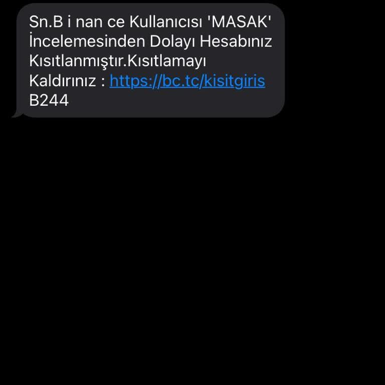 Binance Yanlışlıkla Gönderilen SMS Hakkında Bilgilendirme Talebi