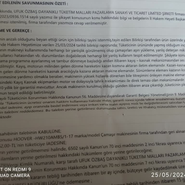 Hepsiburada Hakem Heyeti Kararına Rağmen Para İadesi Yapılmaması
