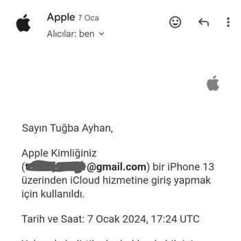 Apple 3. Şahıs Tarafından Habersiz İcloud Hesabı Açılması