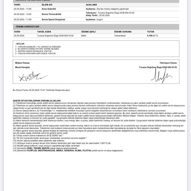 Servis Dış Fan Motoru