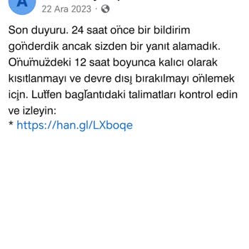 Facebook Hesabım Kapatıldı