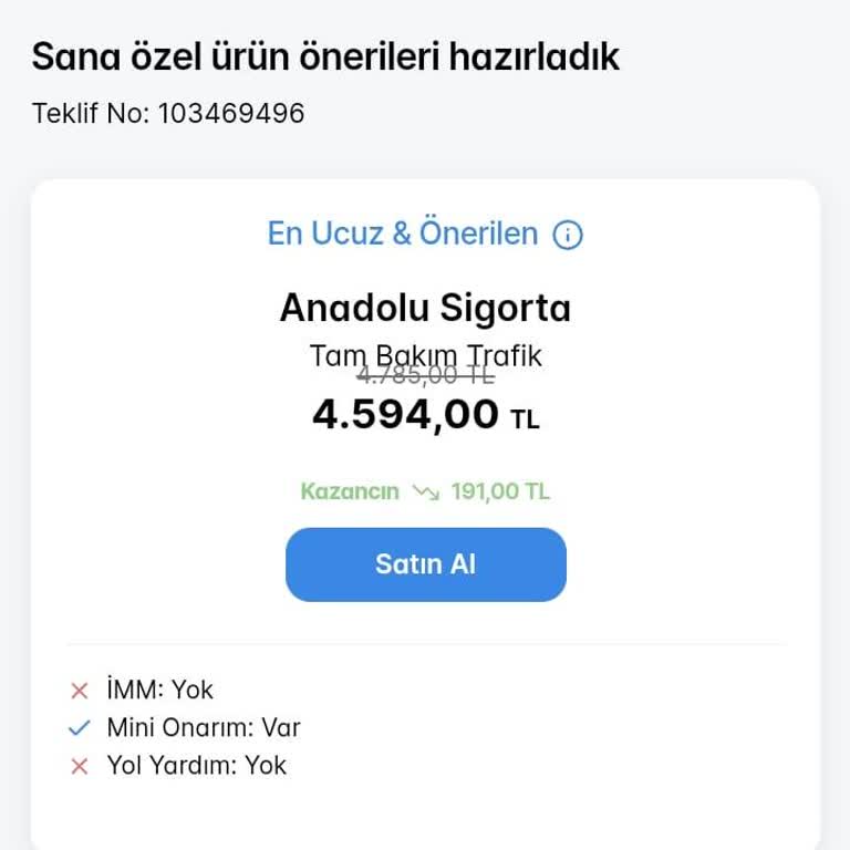 Sigortam.net Anadolu Sigorta'nın Hatalı Teklifi Ve Artan Maliyet